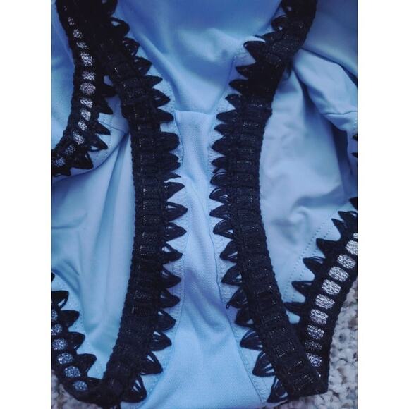 Bar III Be Weave It Monokini One-Piece High-Leg Blue Swimsuit Size XS - Picture 4 of 7